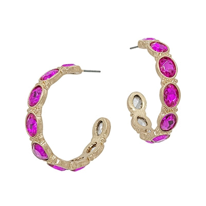 hot pink crystal hoop