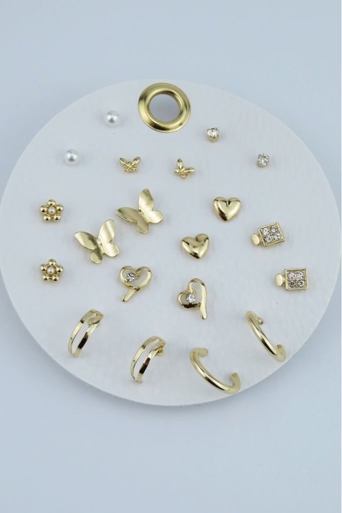 Set of Gold Studs - Butterfly + Hoop Set