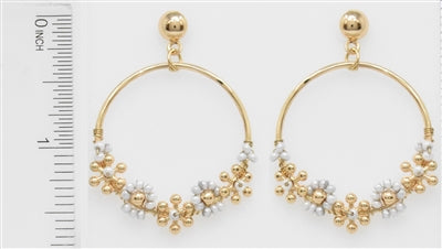 Grey Beaded Flower Hoop