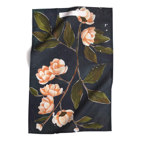 Night Magnolia Tea Towel