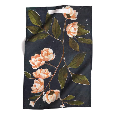 Night Magnolia Tea Towel