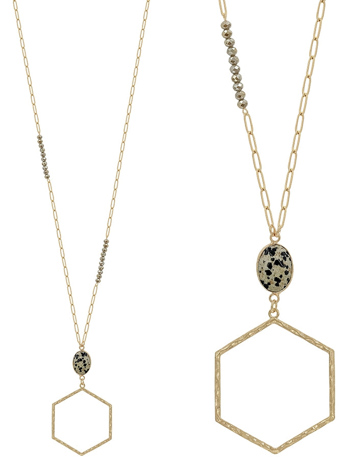 Dalmation Hexagon Necklace