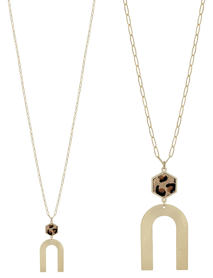 Cheetah Hexagon U Necklace