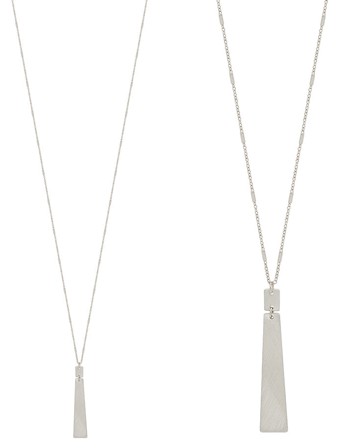Matte Silver Rectangle Necklace
