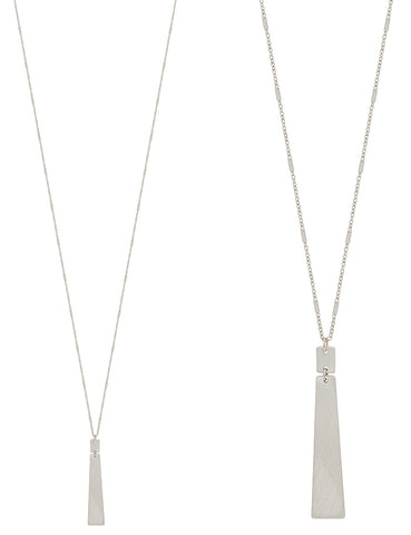Matte Silver Rectangle Necklace