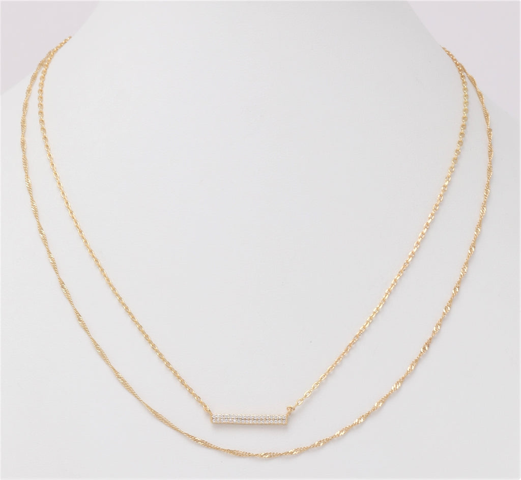Gold Layer Chain w/ Rhinestone