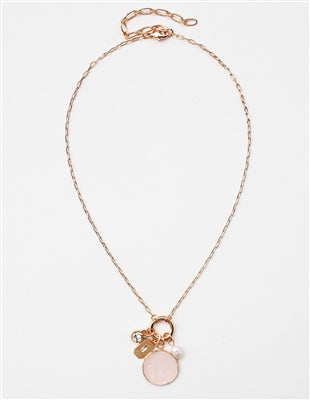 Stone + Pearl Charm Necklace