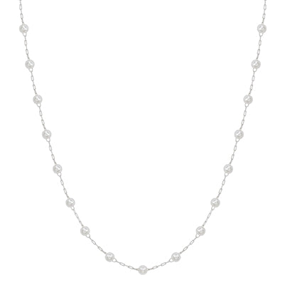 Silver Chain + Small Pearl Necklace