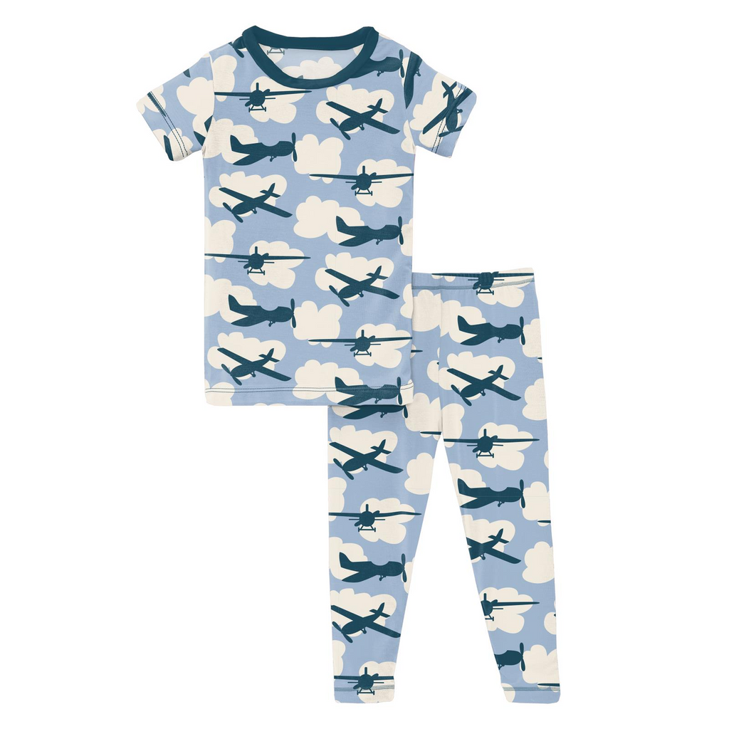 S/S Graphic Tee PJ Set - Pond Airplane