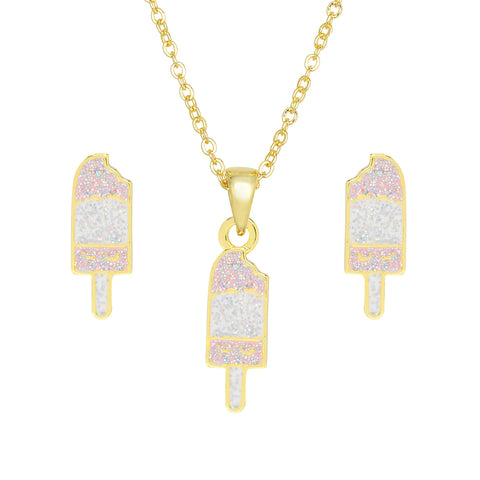 Glitter Ice Cream Necklace + Earring Set