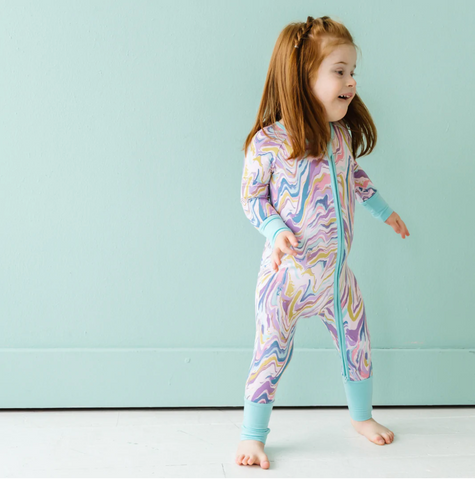 Little Sleepies Pink Marble Swirl Zippy