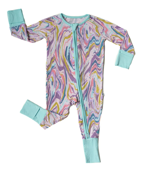 Little Sleepies Pink Marble Swirl Zippy