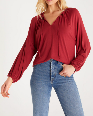 Niki Sleek Jersey Top - Rouge