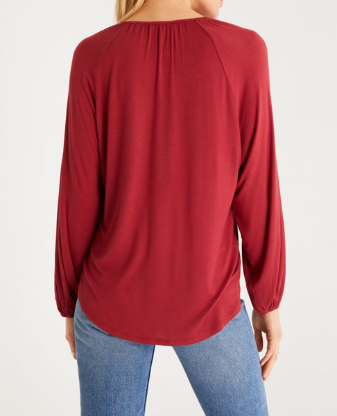 Niki Sleek Jersey Top - Rouge