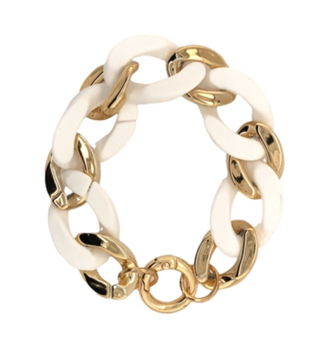 Gold + White Chain Bracelet