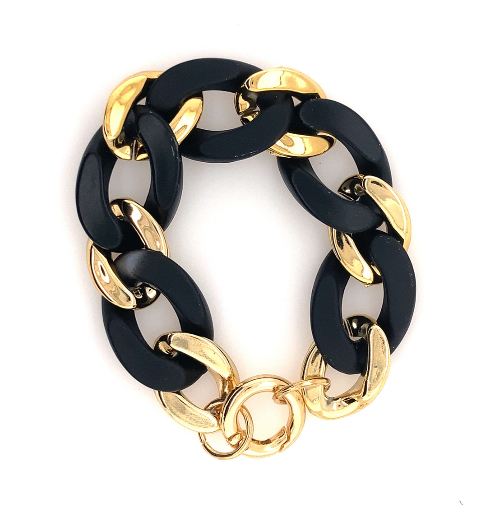 Gold + Black Chain Bracelet