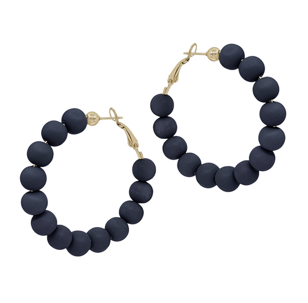 Navy Clay Beaded Earring
