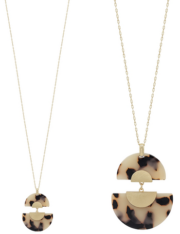Tortoise Acrylic Half Moon Necklace