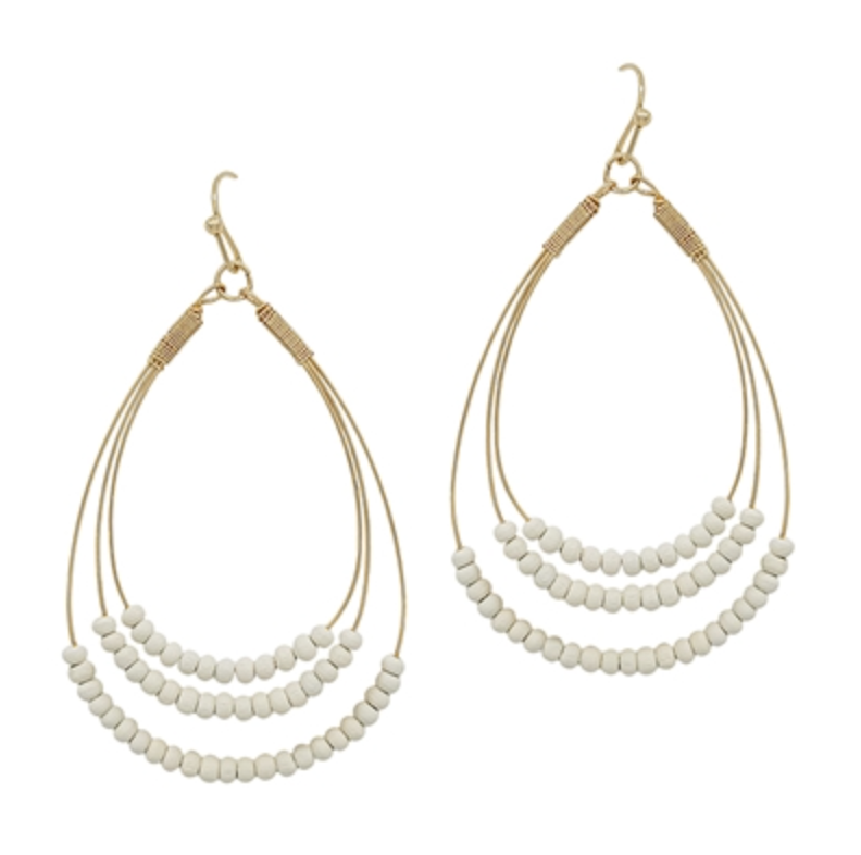 White Wood Layered Earring