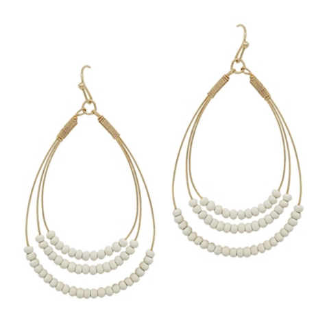 White Wood Layered Earring