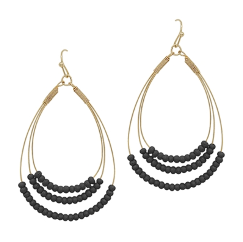 Black Wood Layered Earring