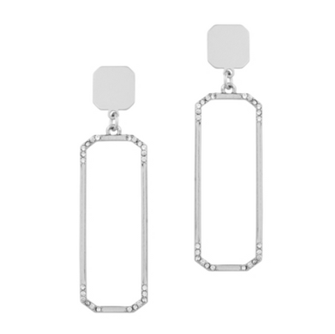 Matte Silver Rectangle Earring