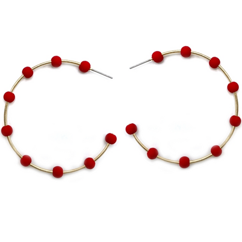 red wood bead hoops