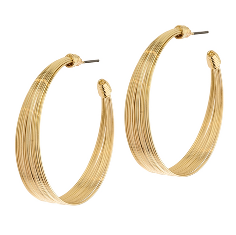 gold multi wired hoop earring