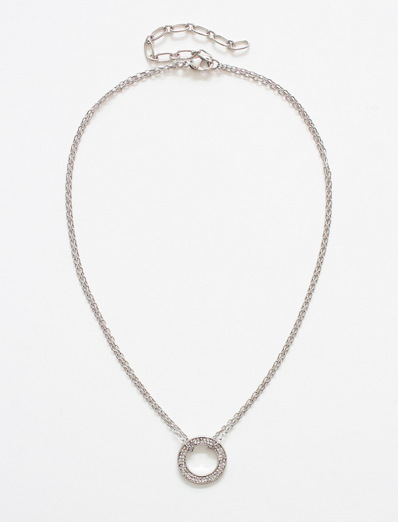 Silver Rhinestone Circle Necklace