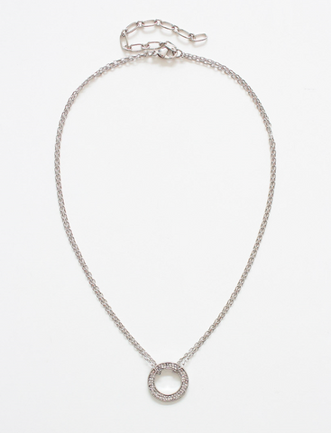 Silver Rhinestone Circle Necklace