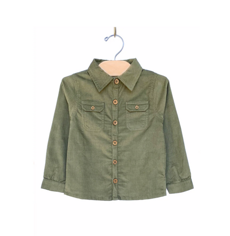 Corduroy Button Shirt - Olive