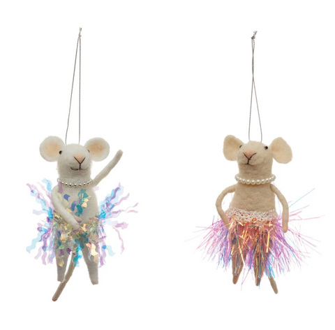 Felt Tinsel Skirted Mouse Ornament