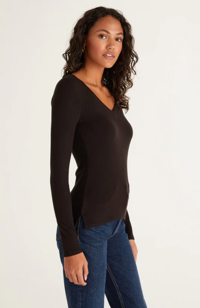 Izzy Rib V-Neck - Black