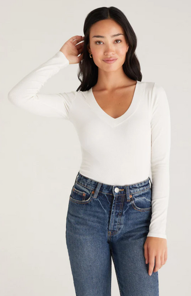 Izzy Rib V-Neck - Sandstone