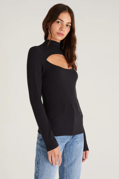Pandora Rib Cut Out Top - Black