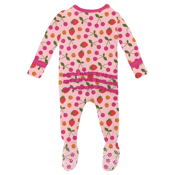 Zip Muffin Ruffle Footie - Lotus Berries