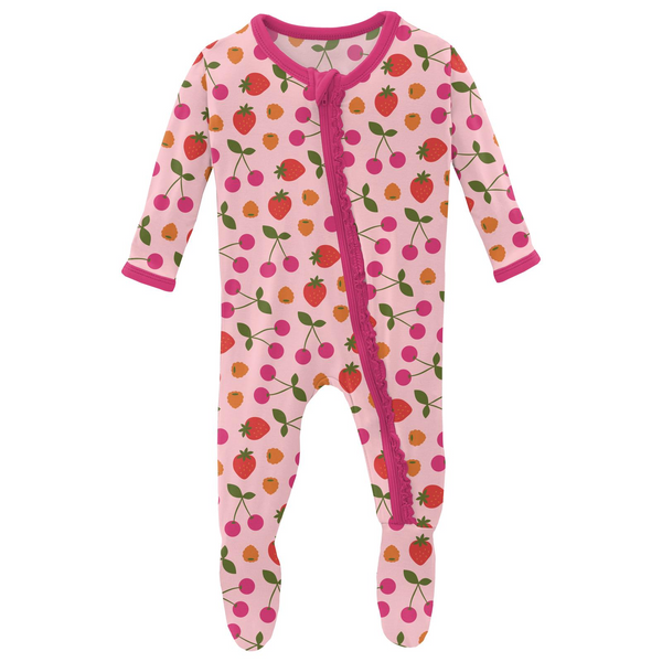 Zip Muffin Ruffle Footie - Lotus Berries