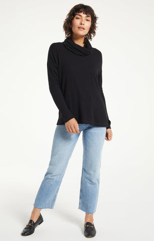 Jaziah Rib Cowl Neck - Black