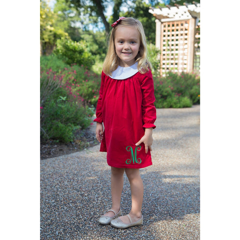 Corduroy Bishop Dress - Red