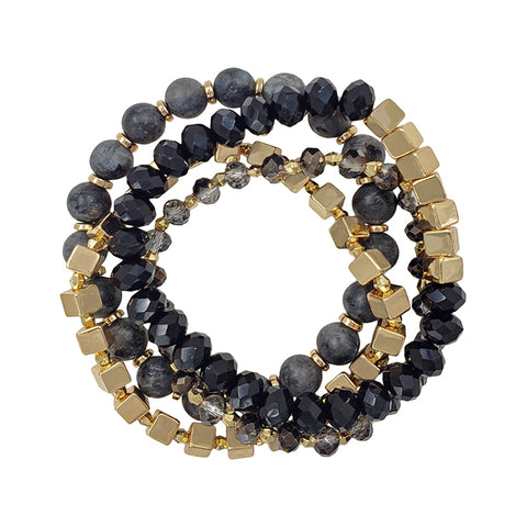 Black & Gold Stretch Bracelet
