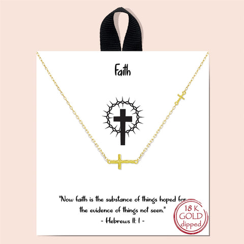 Sideways Cross Necklace - Gold