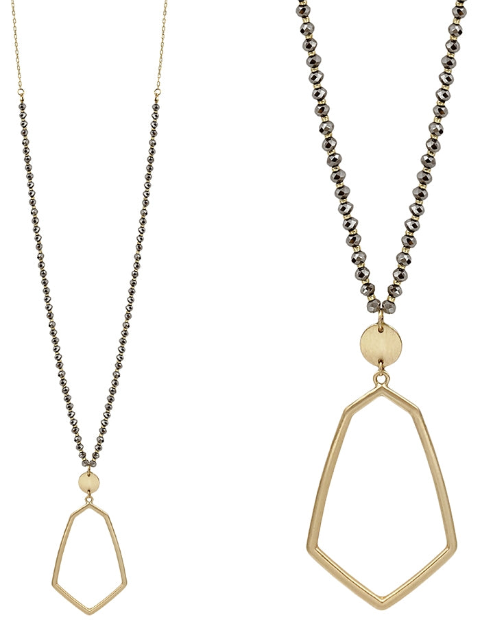 Grey Crystal Charm Necklace