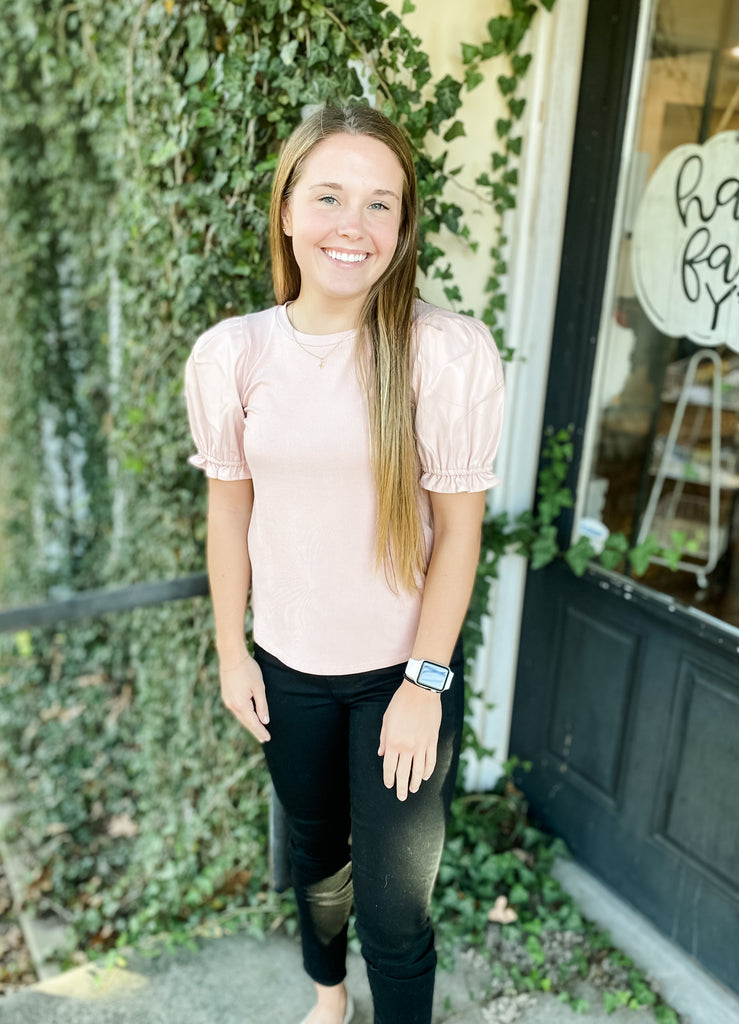 The Klara Puff Top - Blush