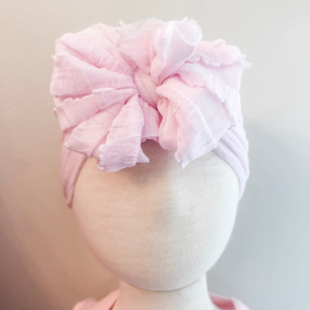 Ruffle Bow Headband - Perfect Pink