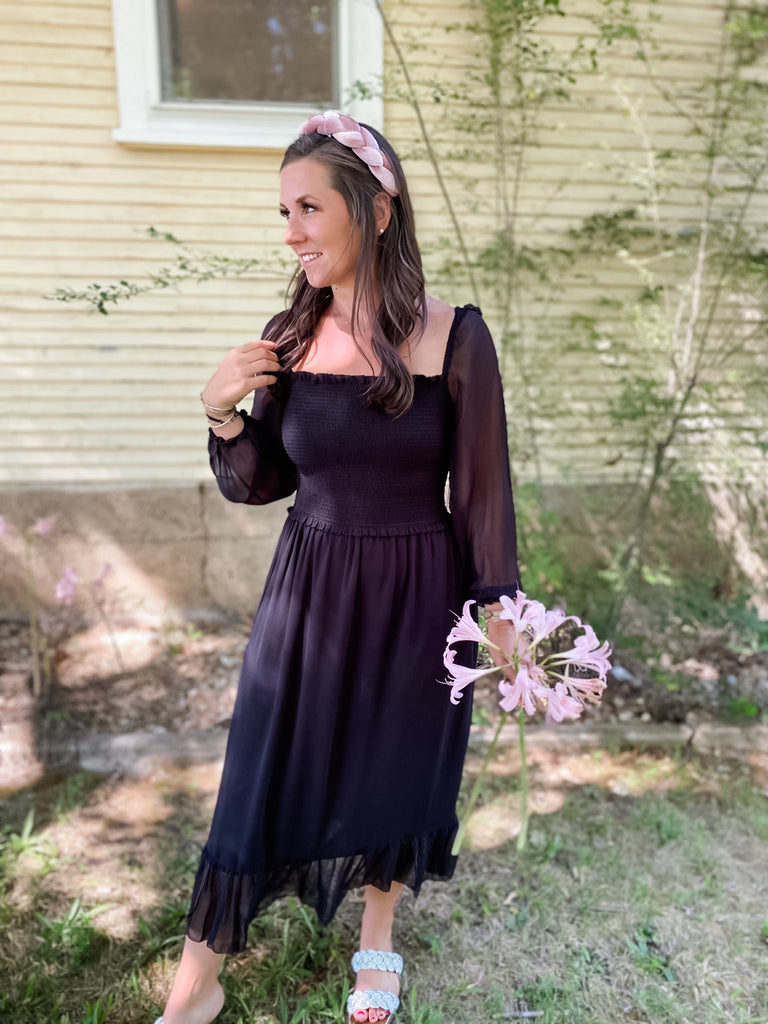 Harper Georgette Smocked Midi Dress