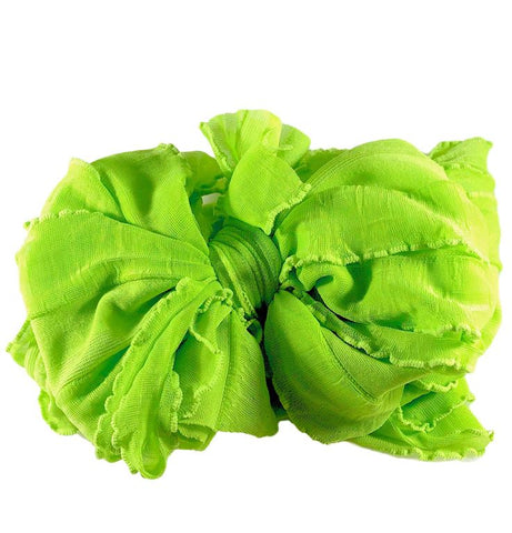 Ruffle Bow Headband - Lime