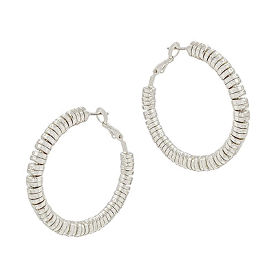 Silver Beaded Hoop Earrings